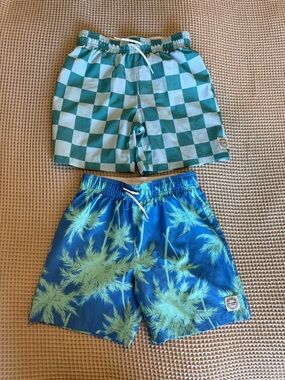 abercrombie kids White Lined Swim Shorts